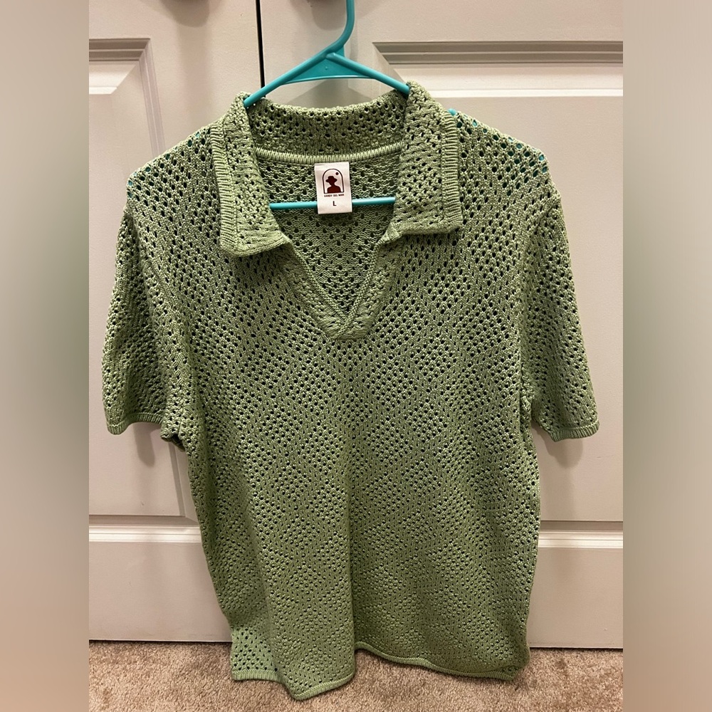 DANDY DEL MAR ANTIBES CROCHET SHIRT - PISTACHIO SIZE L